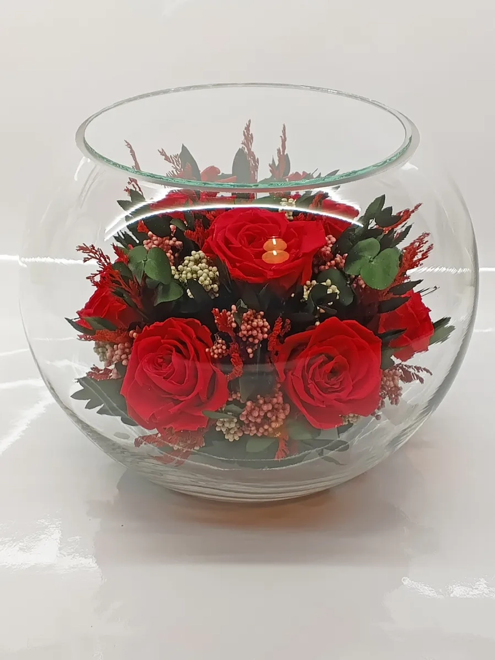 натуральные розы в стекле, вакуум*