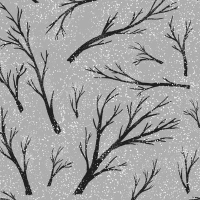 Зимние деревья в снегу. Новогодний принт