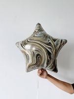 АN Шар Звезда 19"/48 см, Мрамор Black (черный) (БГ-15)