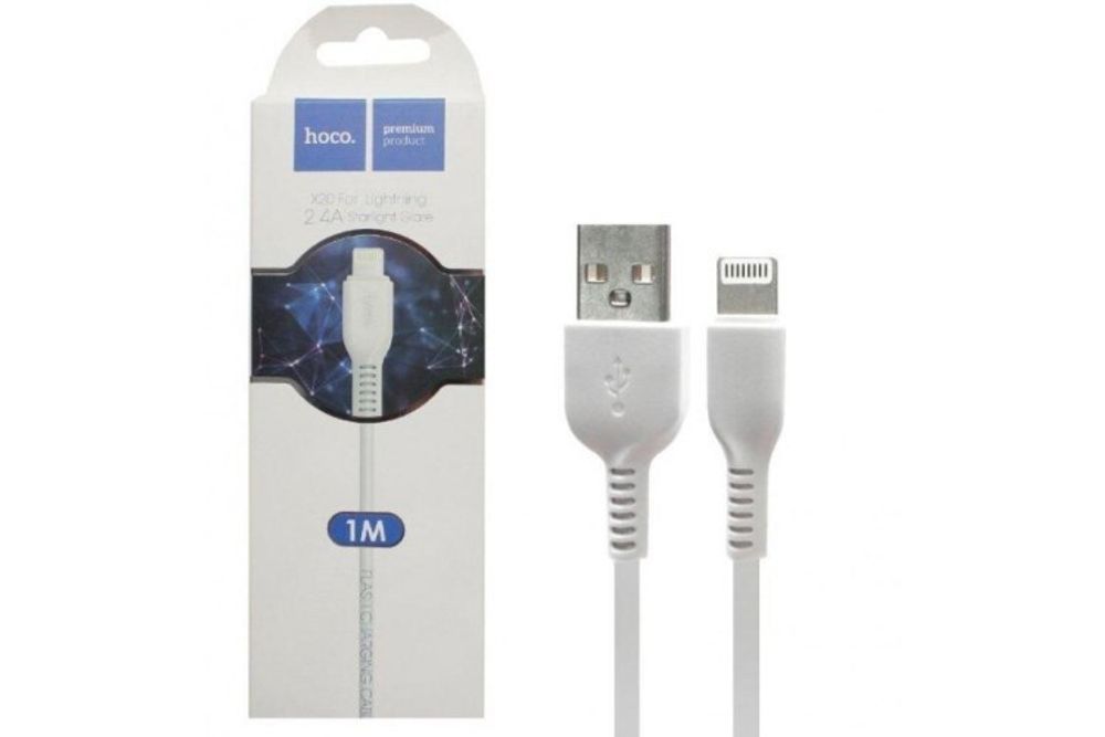 Дата-кабель универ. lightning USB /Iphone/ 1 м, 2.4A, белый (HOCO.)