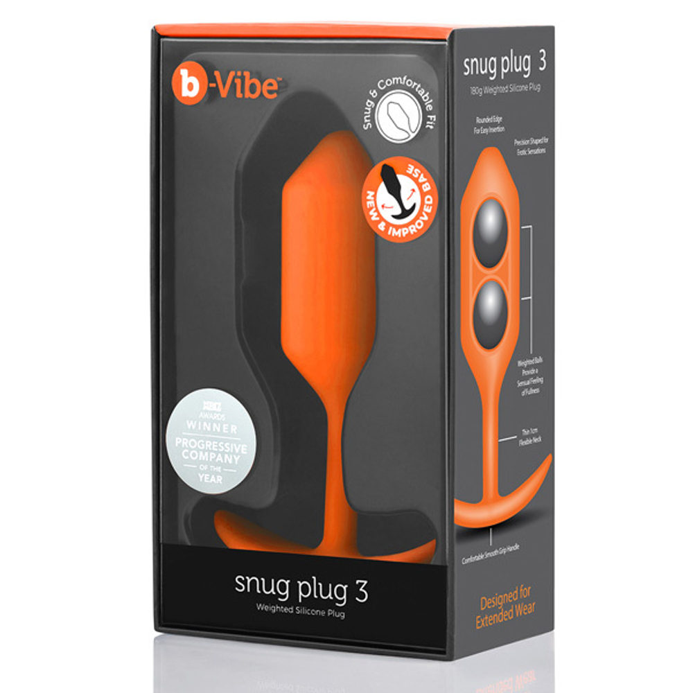 Оранжевая анальная пробка для ношения 12,7см b-Vibe Snug Plug 3 BV-009-ORG