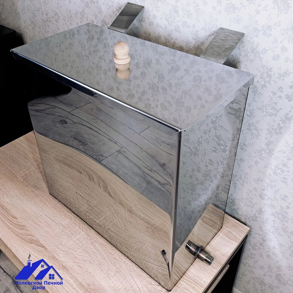 Бак для печи (бани) 62 л. из нержавейки 1 мм. Крюки справа