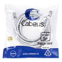 Патч-корд Cabeus PC-FTP-RJ45-Cat.5e-10m-LSZH Патч-корд F / UTP, категория 5е, 2xRJ45 / 8p8c, экранированный, серый, LSZH, 10м