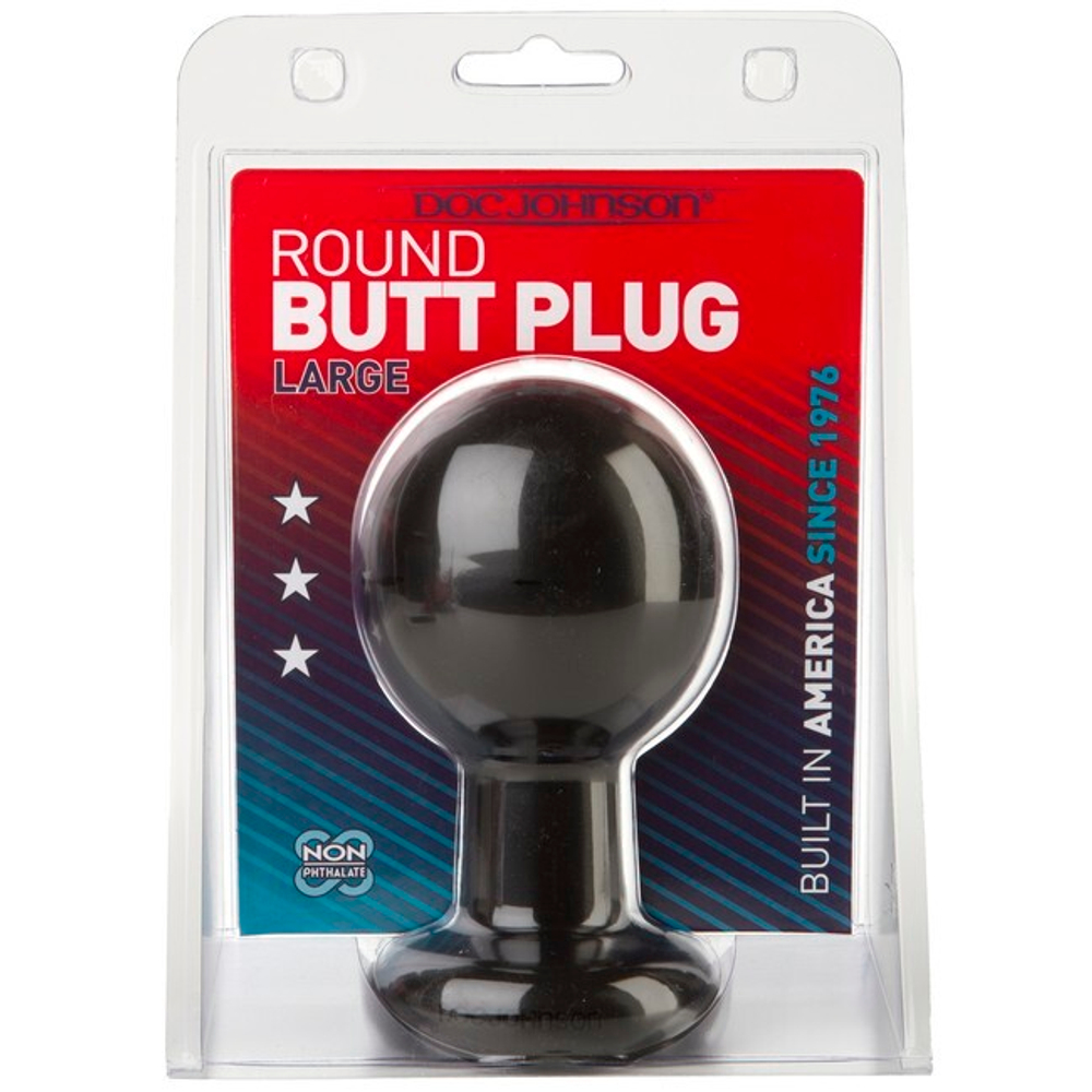 Большой круглый анальный плаг Round Butt Plug (Цвет: черный)