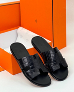 Шлепанцы Hermes Izmir из кожи крокодила