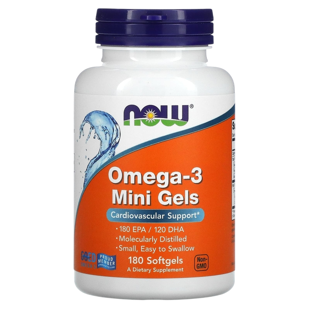 Now Foods Omega-3 Mini Fish Oil 180 Softgels , Омега 3 Мини Капсулы