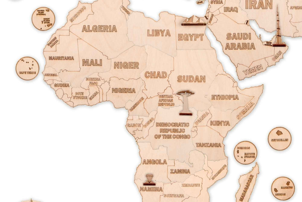 Wood Trick Деревянная Карта Мира XXL (200x120 см), крепление на стену