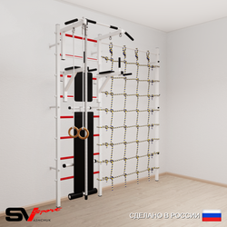 Шведская стенка Sv Sport усиленная 6840 (Турник стандарт/Брусья/Скамья/Канат/Кольца/Канатный лаз)