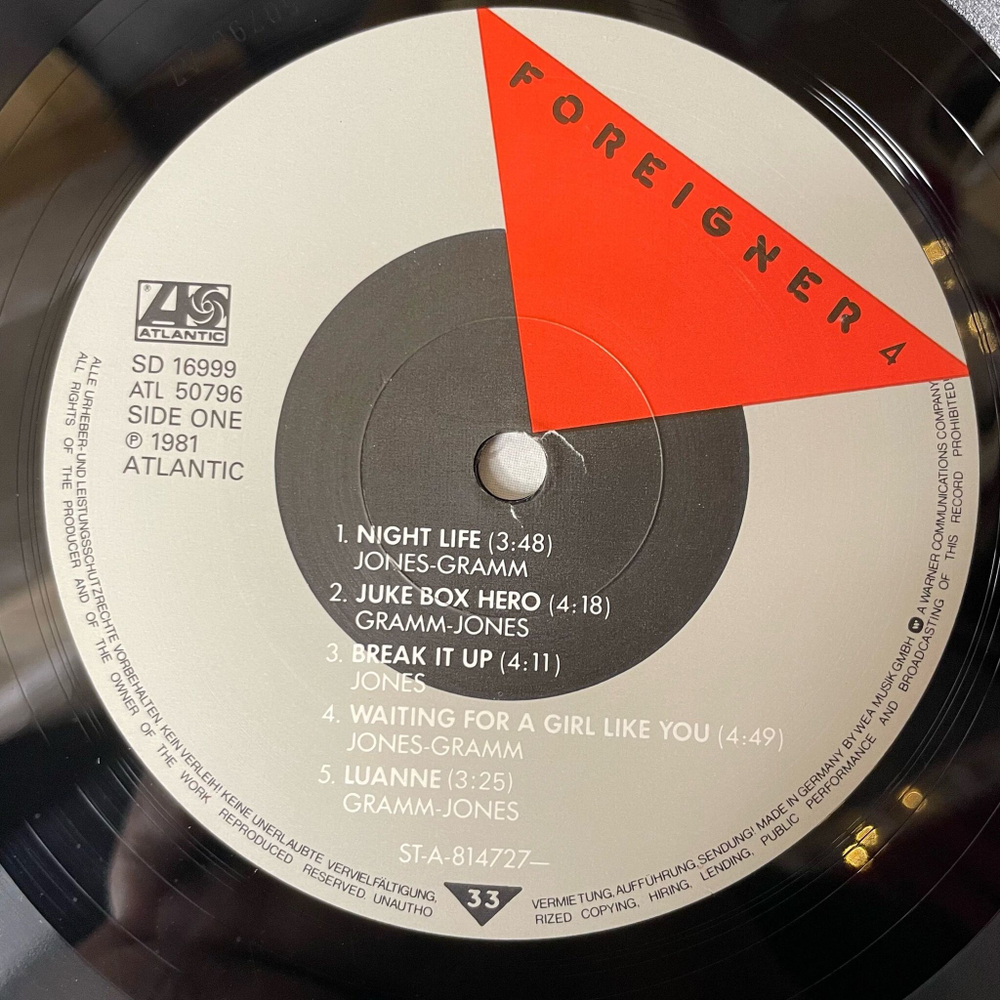 Винтажная виниловая пластинка LP Foreigner 4 (Germany 1981)