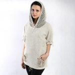 Джемпер льняной с ажурным капюшоном