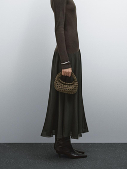 Massimo Dutti Маленькая кожаная сумка, хаки