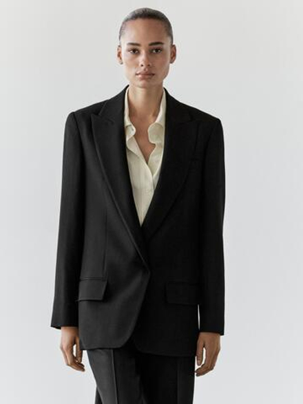 Massimo Dutti Костюмный пиджак из крепа, черный