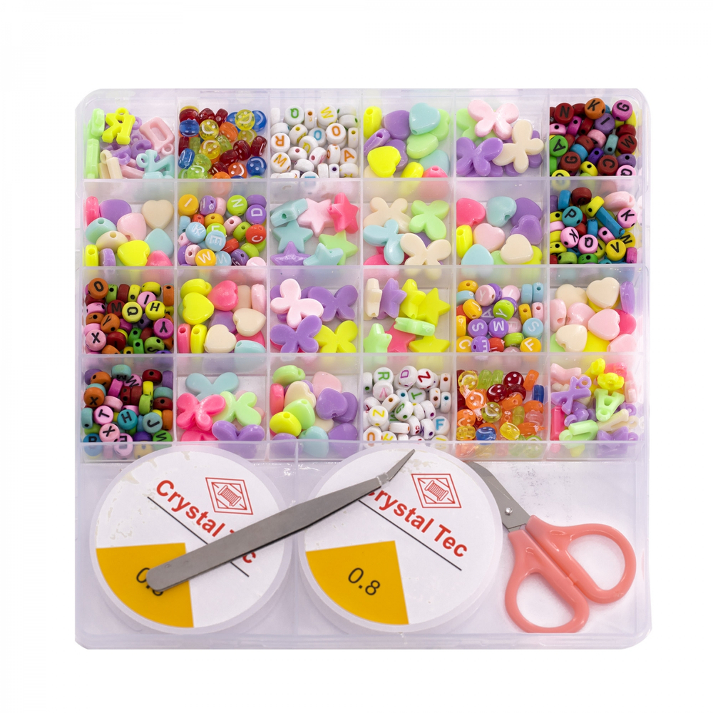 Набор для создания украшений-бусины Alingar, 200х190х18мм, "Figurines", 8 вид.бус.,подвес, 2х5.5м леска,ножницы, пинцет, пласт.пенал