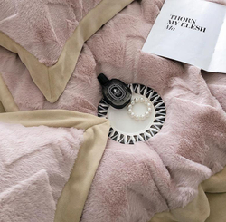 Постельное белье ЕВРО (двуспалка) Велюр Розовый