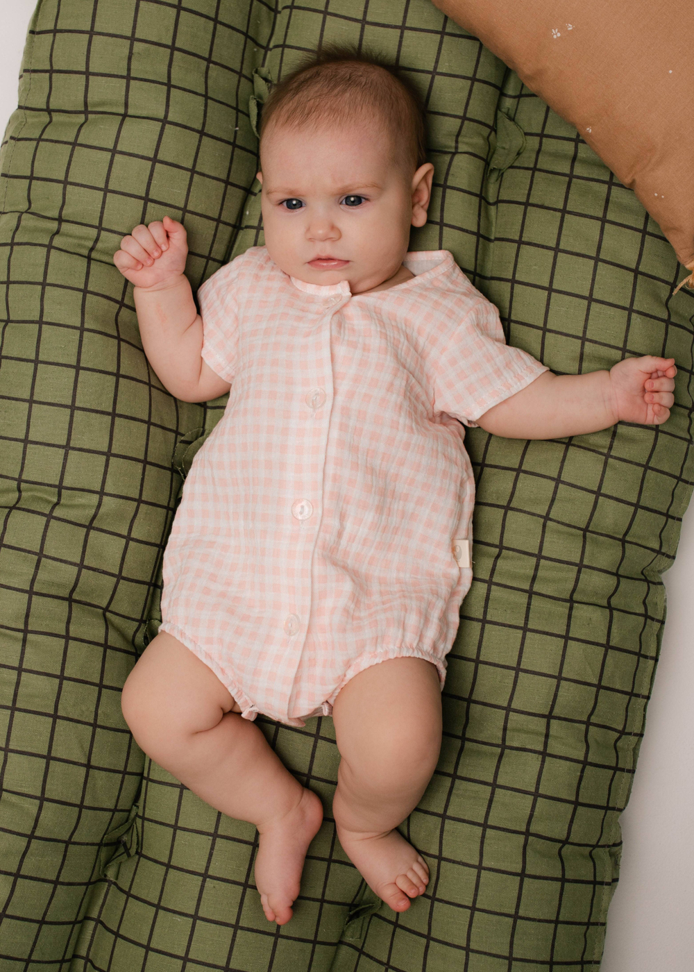 Боди из муслина (клетка розовая)