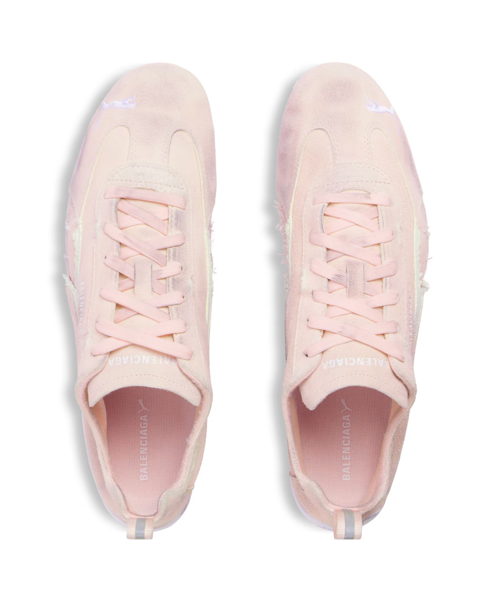 Кроссовки Balenciaga x Puma Speedcat Suede Pink/White из замши