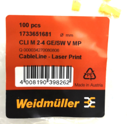 Маркер кабельный сеч. 4 х 11,3мм Weidmuller CLI M 2-4 GE/SW V MP 1733651681 (100 шт.)