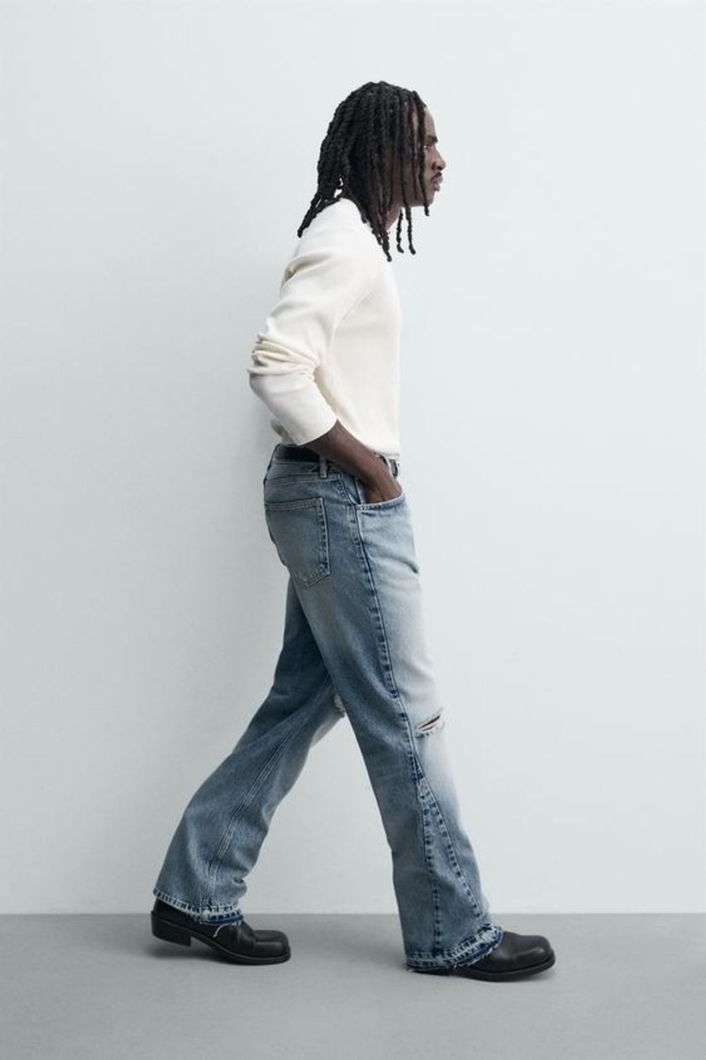 ZARA ДЖИНСЫ FLARE FIT С РАЗРЕЗАМИ, ВЫЦВЕТШИЙ СИНИЙ