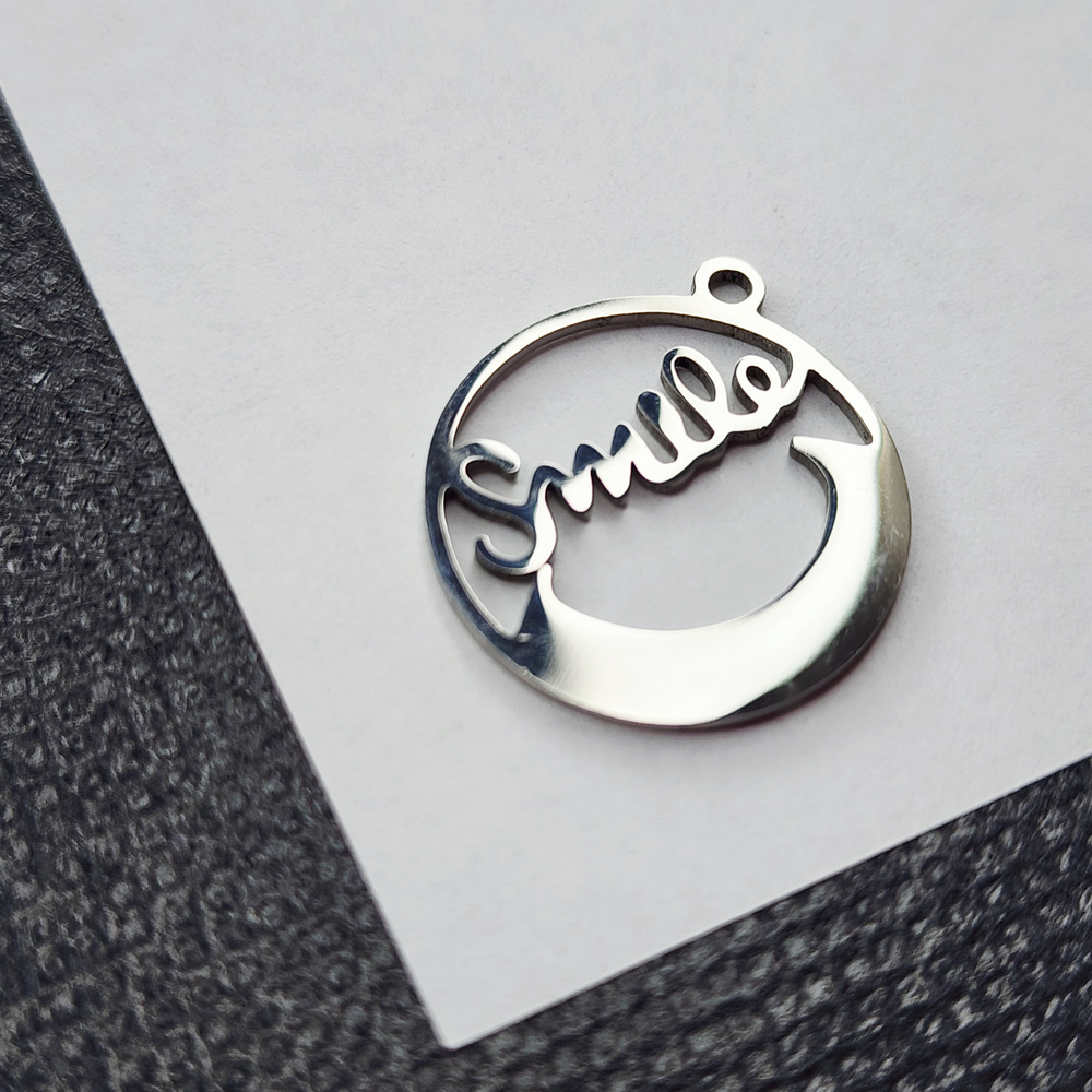 Подвеска, сталь, улыбка, смайлик, р-р 20×18мм, штучно