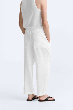 ZARA БРЮКИ-ДЖОГГЕРЫ ИЗ 100% ЛЬНА, БЕЛЫЙ