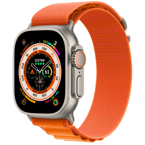 Apple Watch Ultra 49 mm Titanium Case with Orange Alpine Loop