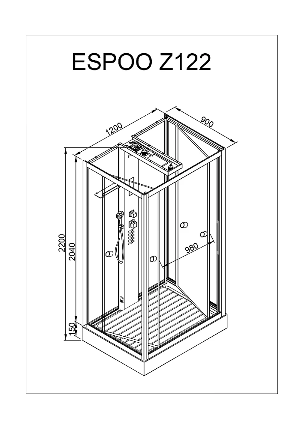 Душевая кабина DTO Серия Z Z122 ESPOO 120x90