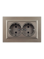 BRITE Розетка 2-местная с заземлением с защитными шторками 16А в сборе РСш12-3-БрШ шампань IEK