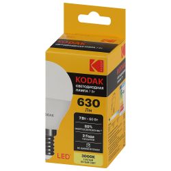 Лампа светодиодная Kodak LED P45-7W-830-E14 K 7Вт шар теплый белый свет Е14 | Лампы cветодиодные Шар (G/P)