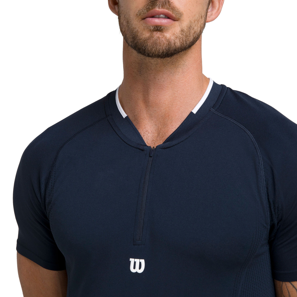 Мужское теннисное поло Wilson Players Seamless Zip Henley 2.0 T-Shirt Men - Blue