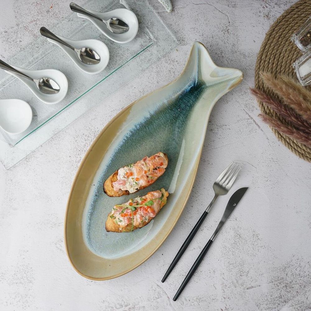 Блюдо овальное 41,5*18 см h3,5 см Fish Pearl Blue Frutti di Mare P.L. [1]