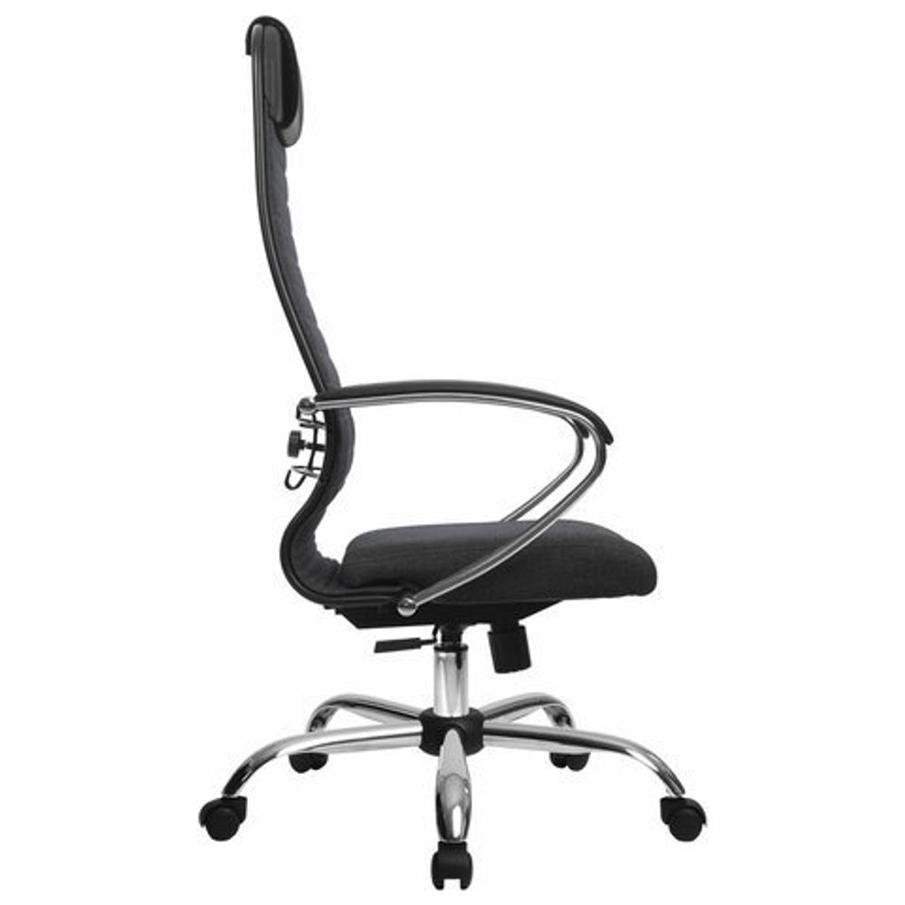 Кресло офисное МЕТТА "К-27" хром, ткань, сиденье и спинка мягкие, серое