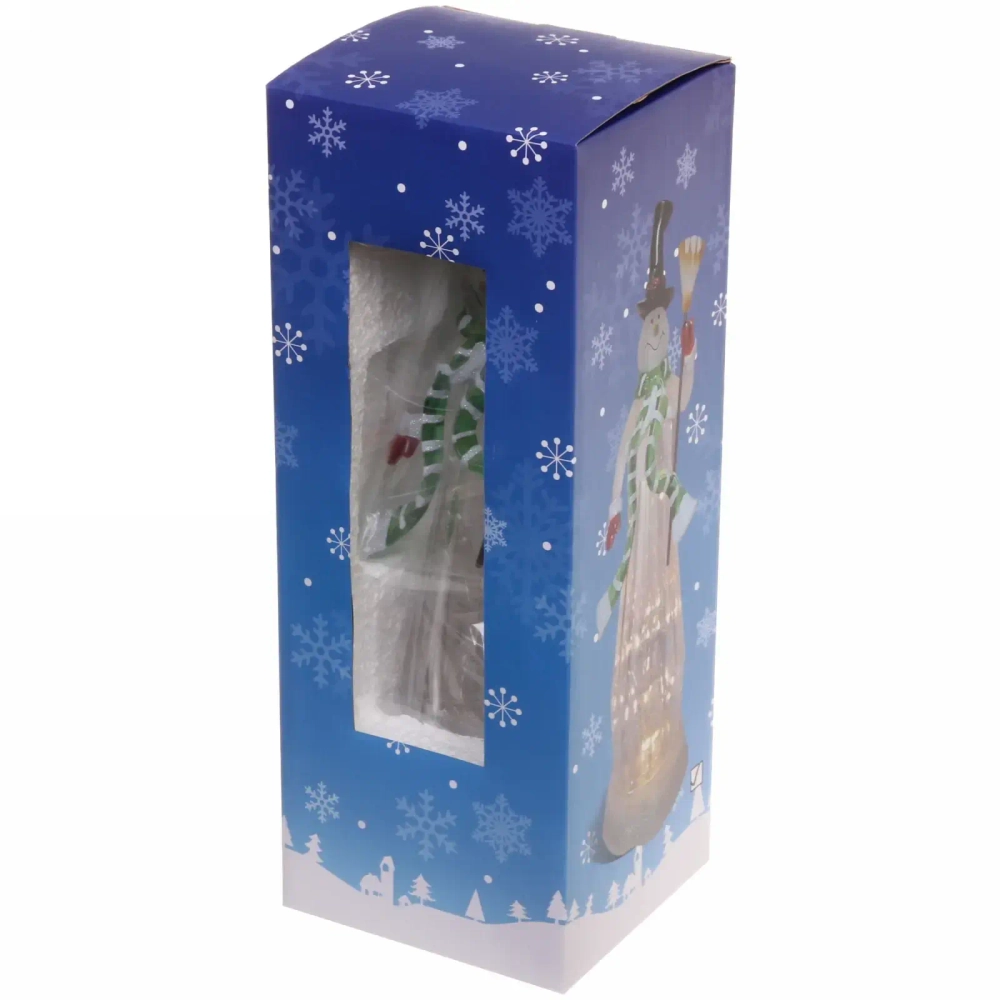 Сувенир с подсветкой «Снеговик с метлой» 34*11 см