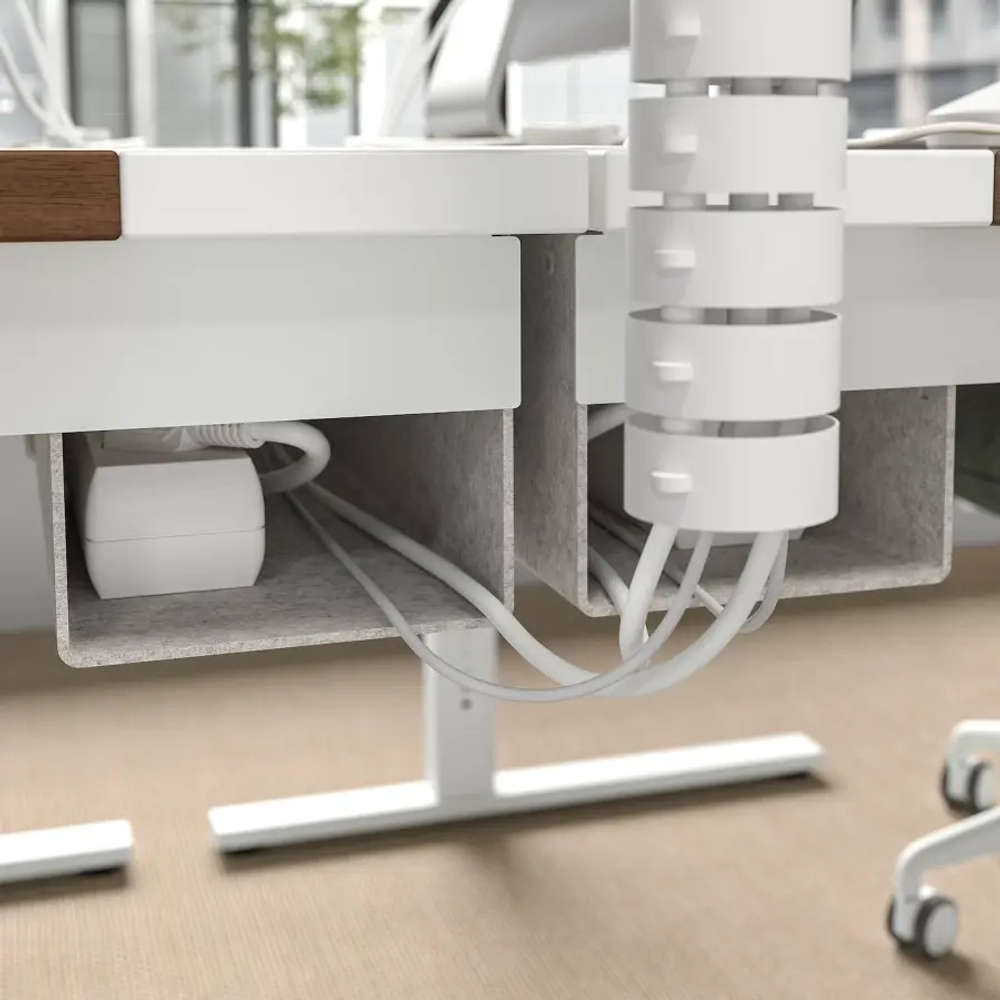 Письменный стол с регулировкой по высоте - IKEA MITTZON/МИТТЗОН ИКЕА, 120х80х65-85 см, белый/коричневый