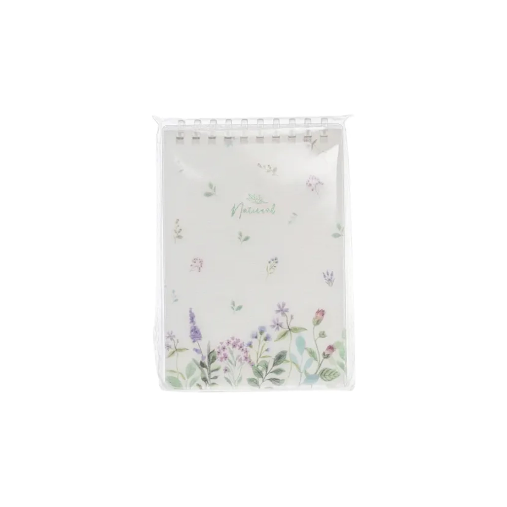 Блокнот А6 80 л., мягкий гребень, пластик, фольга, клетка, HATBER, NATURAL FLOWERS, 090108, 80Б6A1мс_33479