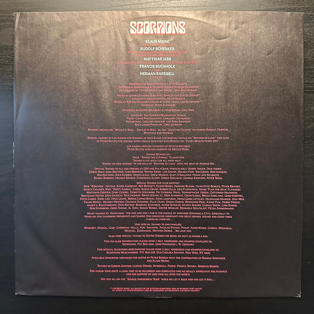 Scorpions - Savage Amusement (Германия 1988г.)
