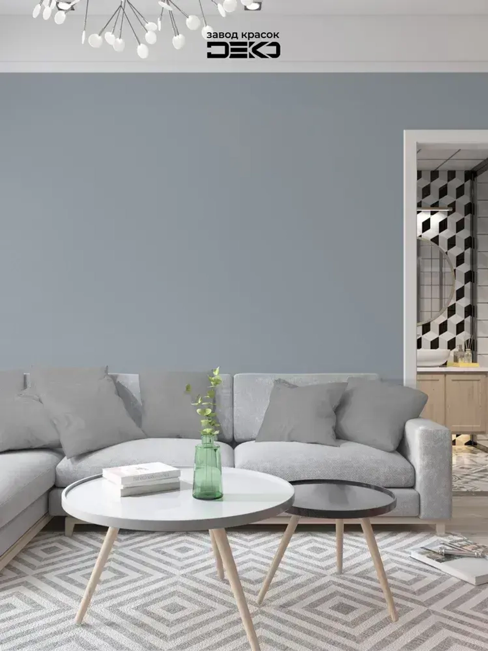 Краска для стен моющаяся DEKO ART интерьерная без запаха, серо-голубой 3кг