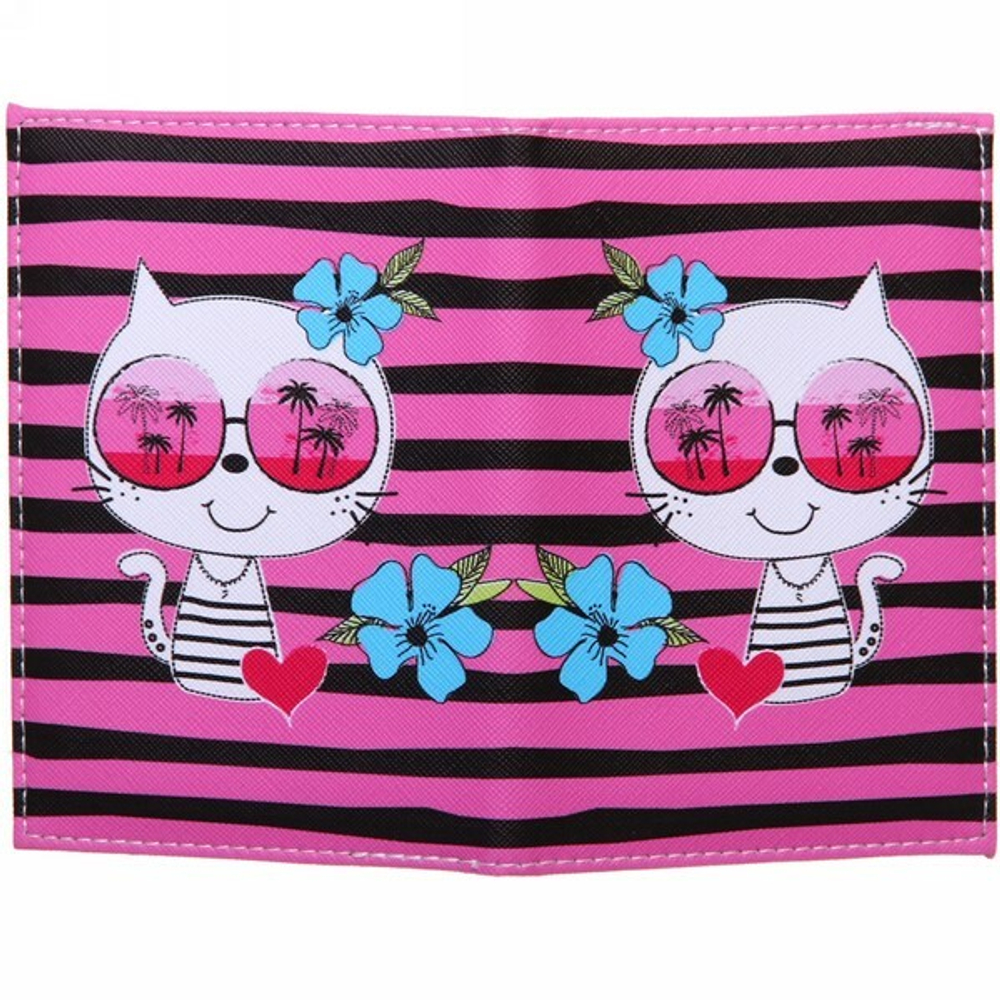 Обложка на паспорт «Travel», Котик в отпуске, 9,5*13см