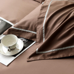 Комплект постельного белья Однотонный Сатин Премиум широкий кант на резинке OCPKR030