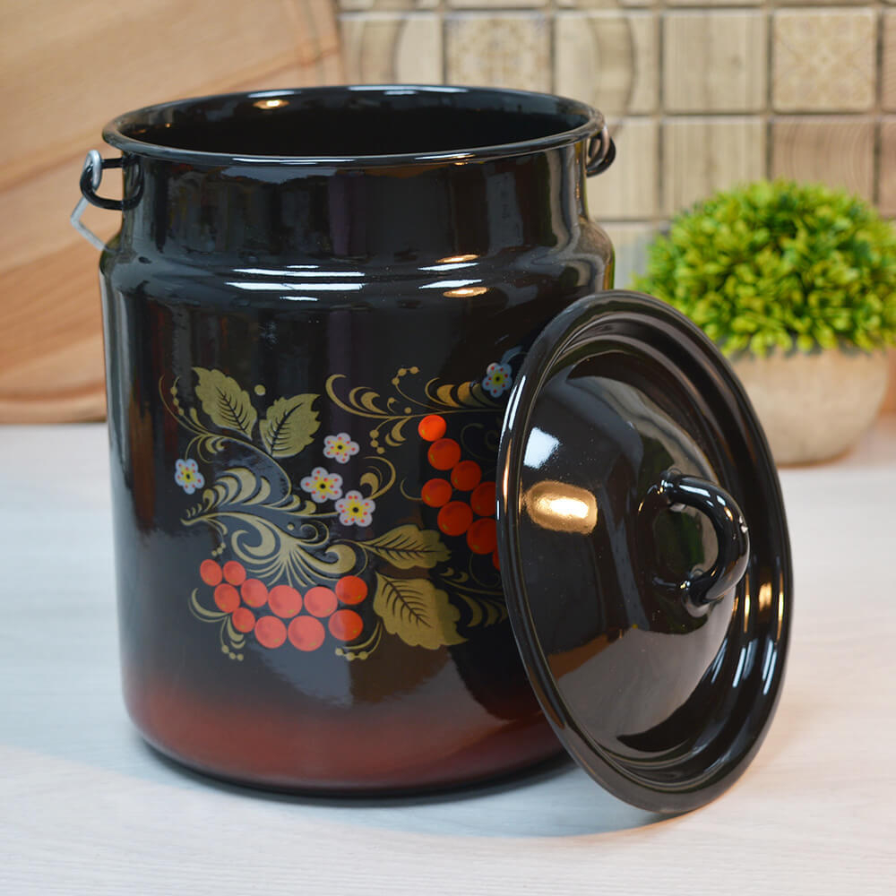 Бидон 3,5л "Рябина" черная с красным тонированием