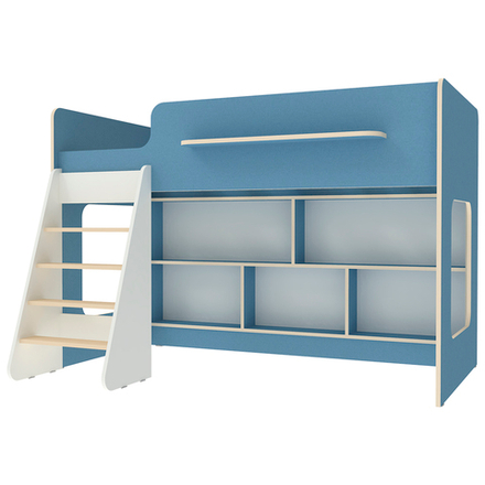 Кровать-чердак КарИВи Л-22.1  Белый  Светло-синий, голубой