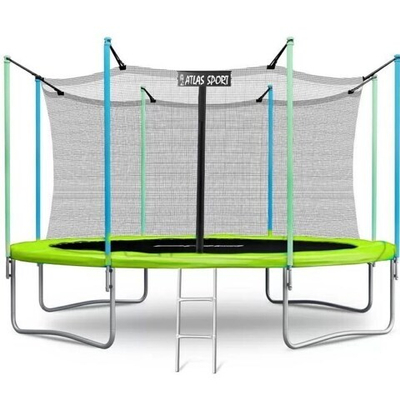Батут Atlas Sport 374 см (12 ft) с внутренней сеткой и лестницей Green