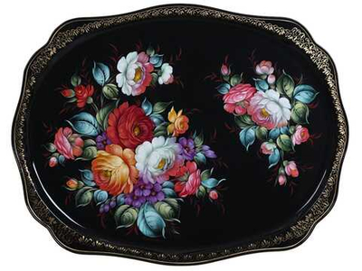 Жостовский поднос декоративный, размер 60х47 см (A31), металлический