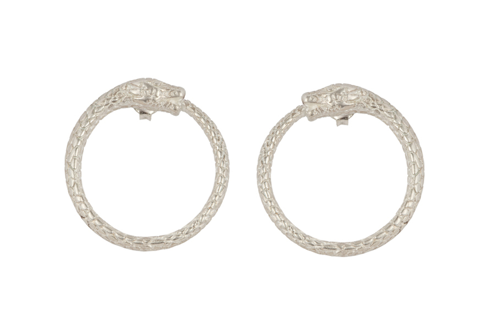 Серьги "Змея" серебро, без камня