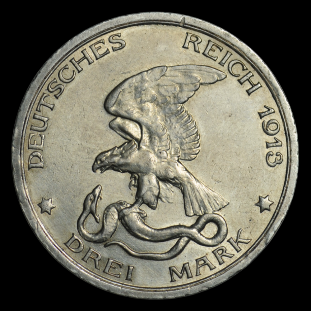 Юбилейные серебряные 3 марки 1913 г. Германская империя