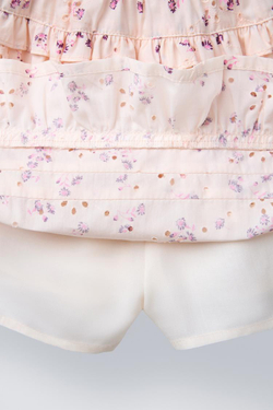 ZARA ЮБКА С ЦВЕТОЧНЫМ ПРИНТОМ И КРУЖЕВОМ, ЭКРЮ