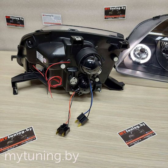 Передние фары Honda Prelude 5 angel eyes black