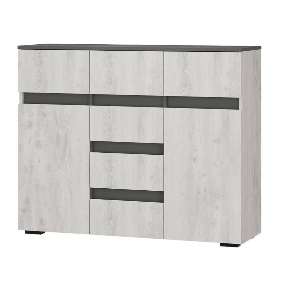 Комод комбинированный Мрия КМ-15, Бетон пайн светлый, графит