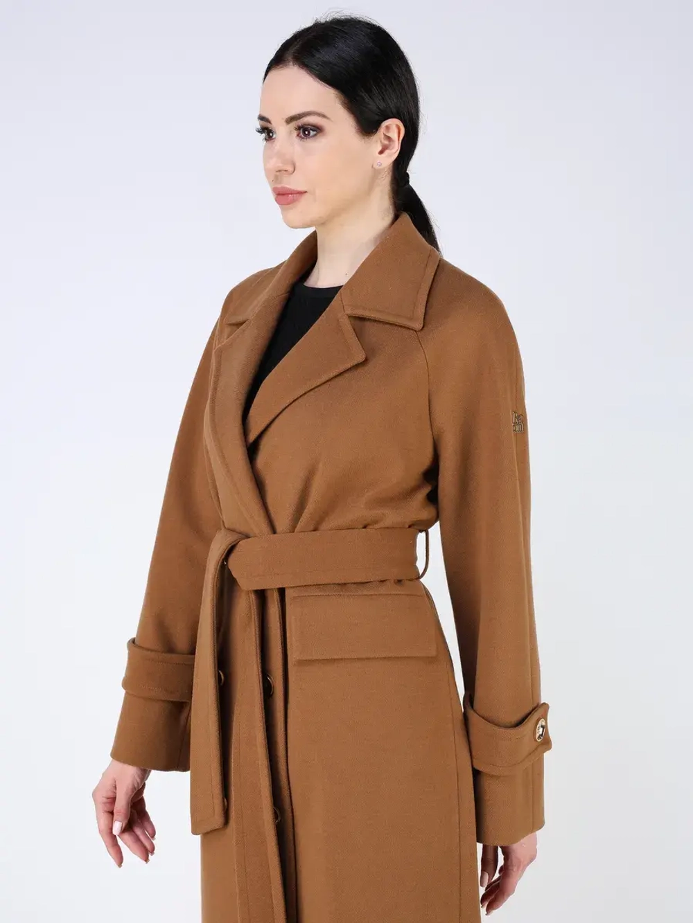 Пальто демисезонное длинное с поясом