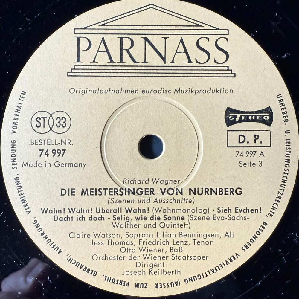 Вагнер - Нюрнбергские мейстерзингеры 2LP (Германия 1967г.)