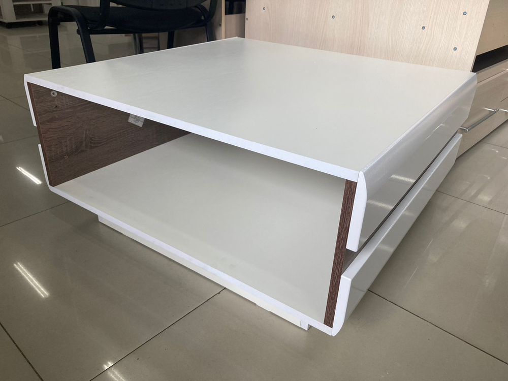 Стол журнальный Ультра белый/белый глянец